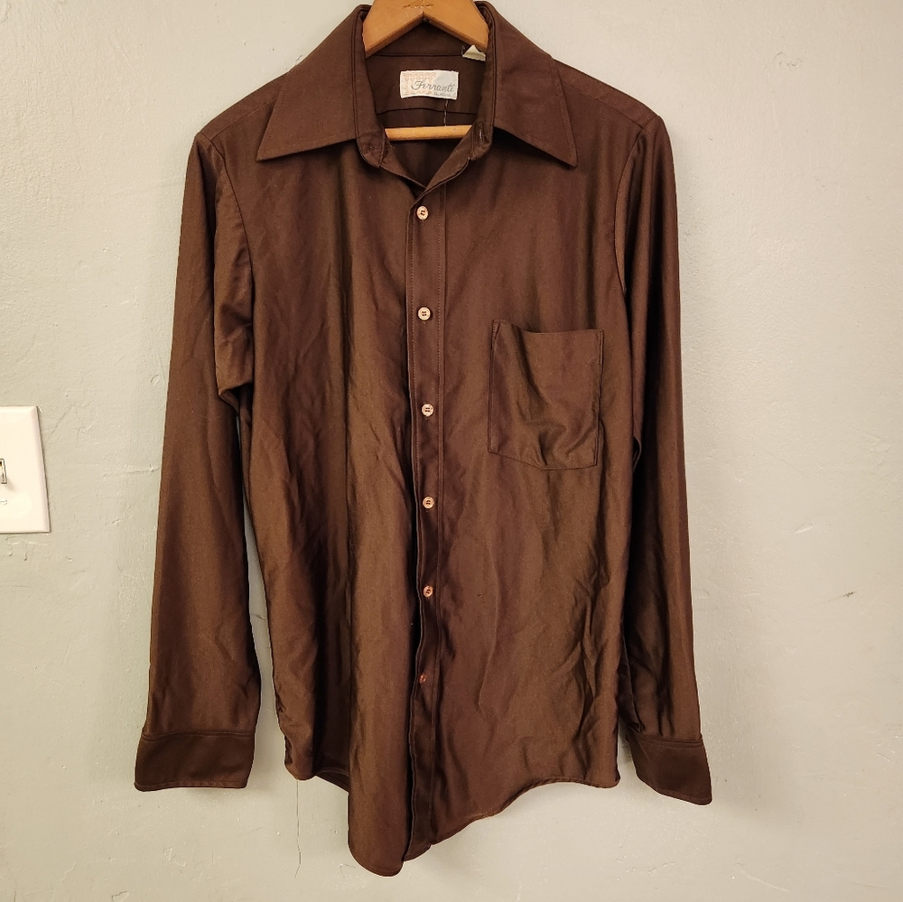 70's Ferranti of California Brown Button Up/Down Long-Sleeve
